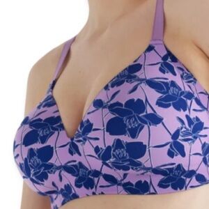 KNIX Wing Woman Contour Bra Violet Magnolia Sz 5 38 40 Wireless Bralette Floral
